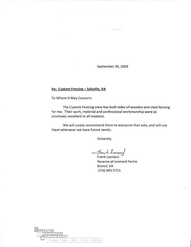 Referral from leonard Farms