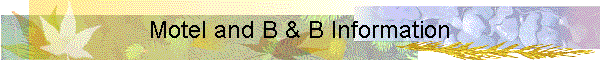 Motel and B & B Information